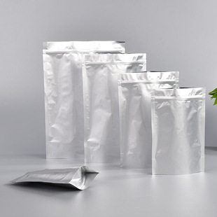 Spot Wholesale Pure Aluminum Foil Self-standing Self-sealing Zipper Film Bag Melon Seeds Candy Nut Food Tea Bag Factory Direct Sale