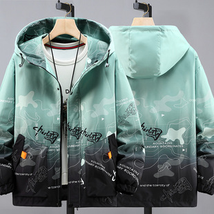 Spring Coat Men's 2024 Spring and Autumn Work Jacket Loose Top Fashionable Handsome Middle School Student Casual Jacket for Boys