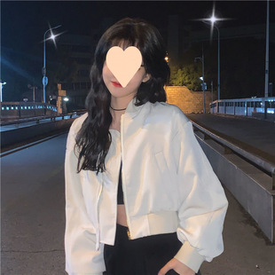 Spring Top Small Short Jacket Baseball Suit Women's Korean-style Loose All-match Street-fried Casual Solid Color Jacket