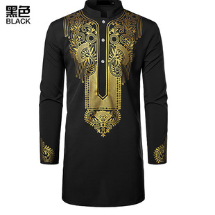 Men's Casual LAZADA Printed Shirt Printed Totem Long Shirt African Style Shirt
