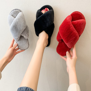 Cross-border foreign trade Amazon cross Mao Mao slippers women autumn and winter flat-bottomed home floor slippers cotton slippers women wholesale