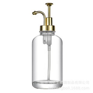 Press Bottle Coffee Syrup Dispenser Glass Lotion Bottle Emulsion Glass Bottle Syrup Bottle 500 ml