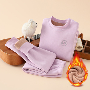 Children's Fleece-lined Thickened Thermal Underwear Set Extra-thick Winter Pajamas for Boys and Girls Baby's Autumn Clothes and Pants