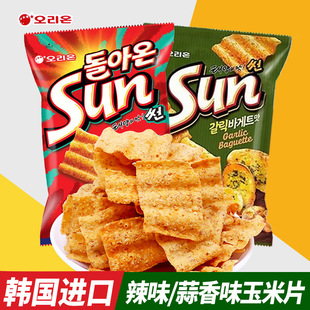 Korean Imported Food Orion Sun Corn Chips Spicy Garlic Flavor Wavy Potato Chips Trendy Puffed Snacks