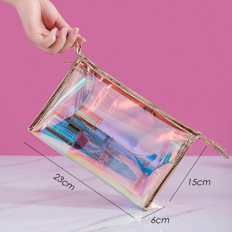 New TPU Cosmetic Bag Laser Storage Bag Cosmetic Transparent Bag Portable Magic Travel Wash Bag Cross Border