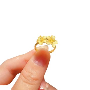 Vietnam Shajin Double Flower Women's Ring Korean Fashion National Tide Loose Ring Holiday Gift Factory Outlet
