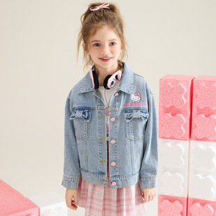 HelloKitty Hello Kitty девушка осень куртка 2024 новый мультфильм маленькая девочка джинсовая куртка