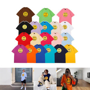 Short-sleeved Justin Bieber High Street Casual Men's and Women's Couples Loose T-shirt ins