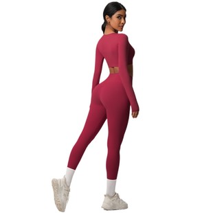 Cross-border Europe and the United States New Sanding Tight Fitness Long Sleeve Pants suit Running Training Yoga Suit Two-piece Set