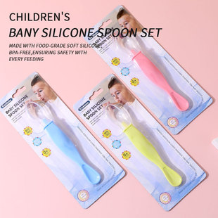 Baby silicone spoon newborn baby feeding water feeding complementary food small spoon children's tableware eating complementary food spoon tableware