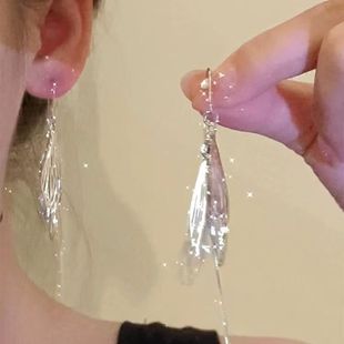 "Sweet Dream Ballet" Girly Bow Sweet 925 Silver Earrings Women's Exquisite Tassel Niche Elegant Earrings