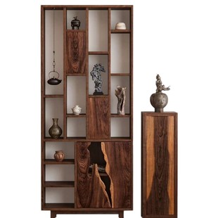 Old Elm Wood Solid Wood Living Room Display Rack Partition Porch Storage Rack Homestay Decoration Tea Set Antique Small Display Rack