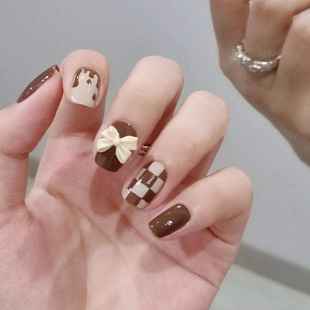Yagena-Cream Coffee Bow Wear Armor Съемный ноготь для ногтей Nail 24