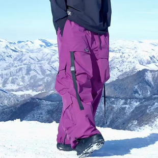Ice Violet 2025 New Ski Pants Men's Snowboard Waterproof Thickened Warm American Heavy Industry Snow Pants for Men and Women