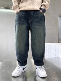 Children's Boys' Pants Boys Spring and Autumn New Large Children's Loose Winter Trousers Huzhou Zhili Jeans