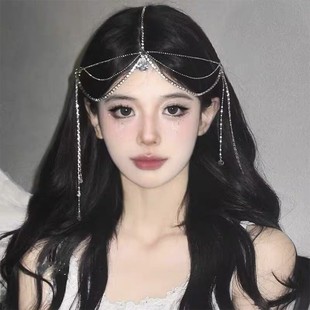 Bohemian Crystal Headwear Eyebrow Pendant Headwear European and American Forehead Chain Water Drop Hair Band Ethnic Style Bridal Hair Accessories