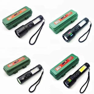 Cross-border new white laser mini dual light source strong light TYPE-C charging cob outdoor red light warning flashlight