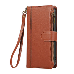 Suitable for Apple 16E Crossbody Multi-card Zipper Embossed iPhone15pro Max Card Phone Leather Case