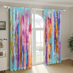 2PCS city scene curtain factory on behalf of 3D digital printing cross-border Amazon curtain hot pattern