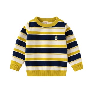 A generation of children's clothing boys cotton pullover warm sweater men's baby bear embroidery striped knitted base shirt