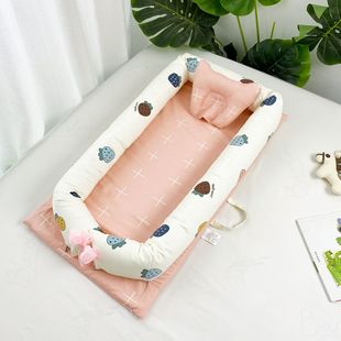 Pure cotton portable baby crib bed removable and washable newborn bb baby sleeping artifact foldable bionic bed