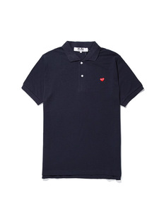 Japanese fashion brand play love embroidery black heart kawasaki polo shirt short sleeve couple lapel CDG men's and women's T-shirt