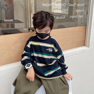 [Spring new] boys' striped long-sleeved T-shirt spring and autumn baby's bottoming shirt top X4074