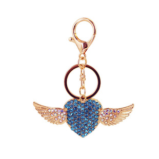Cross-Border full diamond exquisite love wing alloy keychain accessories key chain for girlfriend bag buckle bag pendant 1304