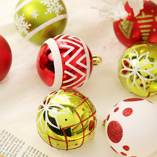 Cross-border New Product Red Green White Painted Christmas Ball suit Christmas Tree Decoration Pendant Home Party Decoration