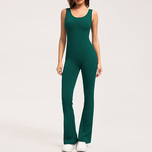 European and American Women's Solid Color Sleeveless Tight Sportswear High Elastic Quick-drying Breathable Micro-horn Yoga suit