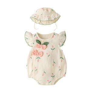 Baby clothes summer jumpsuit girl baby ha clothes newborn go out thin princess full moon hundred days bag fart clothes
