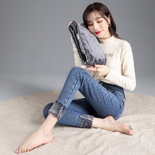 Autumn and winter jeans for women 2023 new high waist winter high-looking slimming tight fleece-lined thick skinny pants