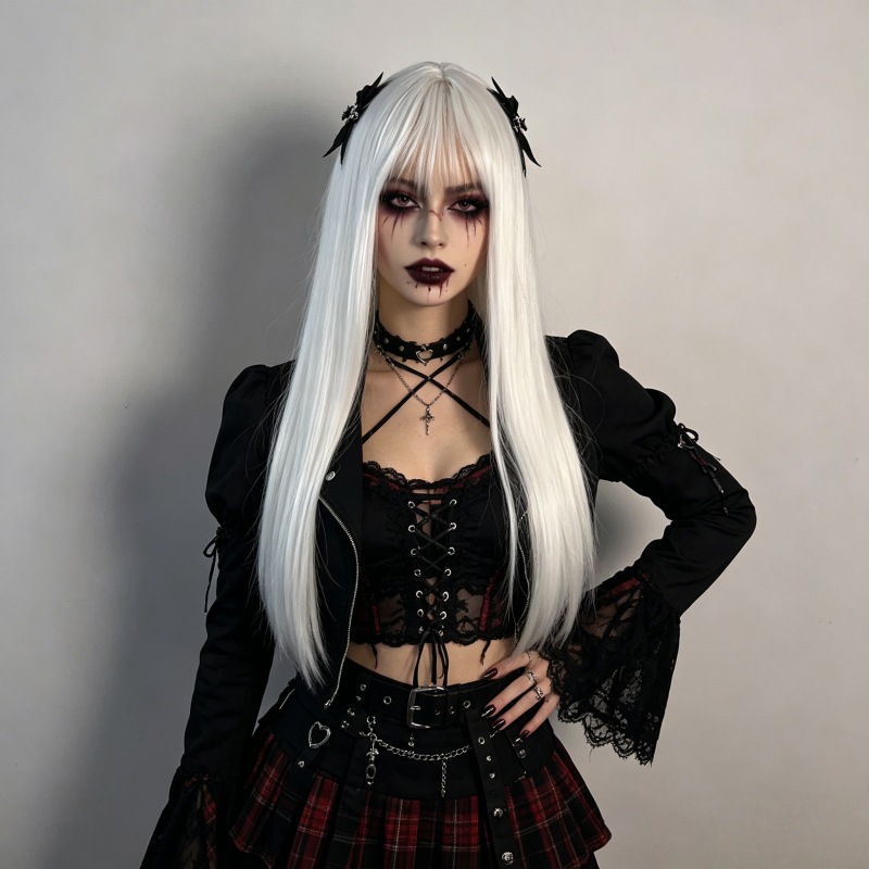 Halloween Cross-Border Hot-Selling Vampire-Style Cosplay Synthetic Fiber High-Temperature Wig Full Head Cover Wholesale