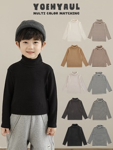 Wurib a boy 2024 new long sleeve high collar double-sided velvet base shirt winter fashion casual versatile T-shirt
