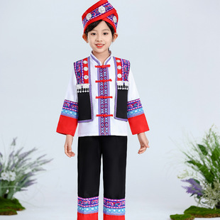 New Guangxi children's ethnic costume March 3 Zhuang performance costume minority dance performance costume Zhuang costume female