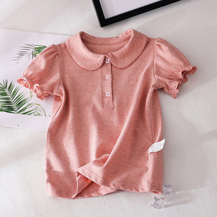 Inner Big Children's Shirt Cotton Long Sleeve Lapel Top Shirt White Children's Spring and Autumn Girls' Base Shirt