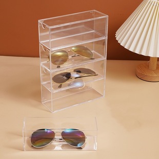 Sunglasses glasses display rack acrylic transparent counter desktop display rack sunglasses dustproof multi-layer storage box