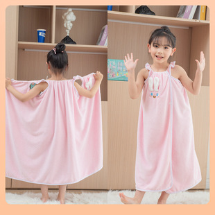 ✅Factory wholesale new children can wear bath towel sling bath skirt coral fleece absorbent not easy to shed hair ins wind bath