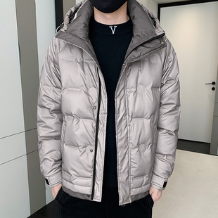 Down jacket men's winter New Stand Collar handsome short white duck down warm youth trendy top men's coat