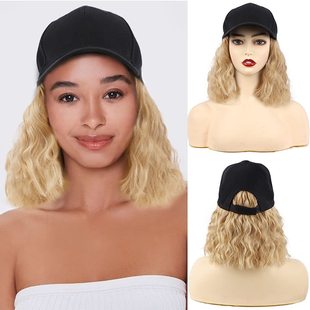 Wig Hat One Fashion Short Curly Hair Black Cap Bobo Head New Autumn and Winter Wig Hat Full Head Cover