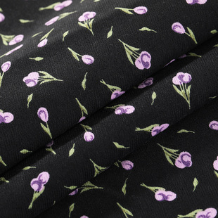 2025 spring and summer twill velvet printed fabric small fresh lily printed fabric dress clothing fabric wholesale