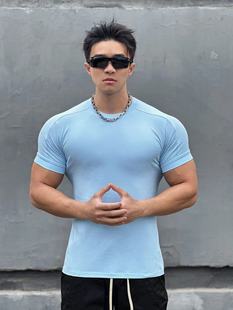 TAHEFOTM fitness raglan cuffs T-shirt men's stretch big fitness running sports short sleeve DX-2