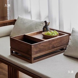 North American Black Walnut Luohan Bed Small Apartment Living Room Solid Wood Sofa Bed Song Dynasty Aesthetics New Chinese Zen Furniture