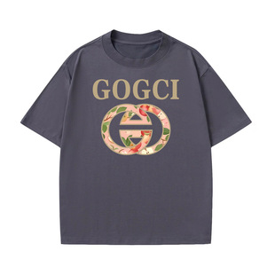 24 New Version of g Family Correct Version High Quality Short-Sleeved Men's Trendyy Brand Round Neck Loose T-Shirt Versatile Trendyy Short-Sleeved