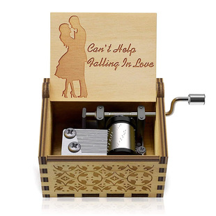 Wooden Hand Music Box Falling in Love Painted Music Box Wooden Vintage Music Box Children's Gift Crafts