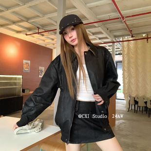 CXI Original Autumn New Style Jacket suit Women Loose Retro Old Style American Casual Jacket Dress Fashion All-match
