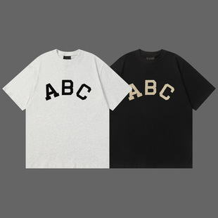 Cross-border Trade Trendy Brand Main Line Letter Printing Joint Style Men and Women Couple Round Neck Pullover Casual Short-sleeved T-shirt