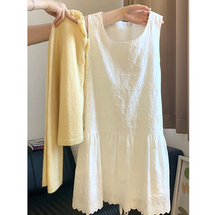 French Style Gentle Style White Sleeveless Vest for dress Children Early Spring 2025 New Spring Elegant Wear Short Skirt