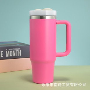 Cross-border second-generation 30oz car cup 304 stainless steel vacuum handle ice cup outdoor portable straw thermos cup