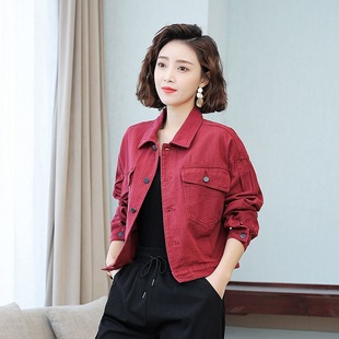 Loose Flap Pocket Pants Denim Jacket for Women Spring & Fall 2023 New Style Slim Jacket Versatile Casual Denim Jacket